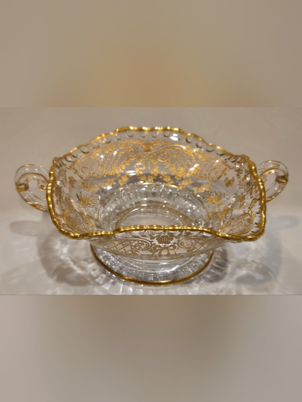 Vintage Cambridge Glass Wildflower Candy Or Bon Bon Dish
